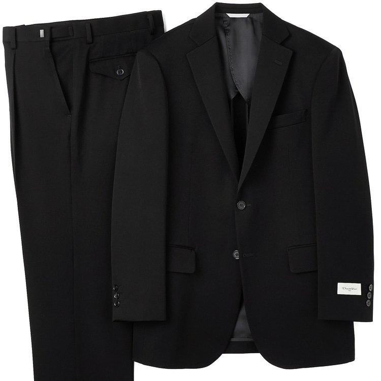 ドナートヴィンチ 【Donato Vinci Italy】【秋冬】カシミヤシルクブレンド濃染加工/2釦シングルフォーマルスーツ 1タックパンツ/防虫加工/導電性繊維/アジャスター付き/※裾上げ必要 黒