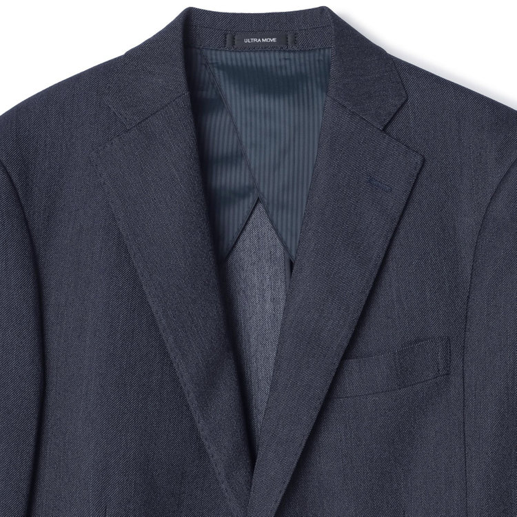 ＪＰ コンフォート 【JOHN PEARSE comfort】【年間】2釦シングルスリーピーススーツ ショートタック/ネイビー/ウエストシャーリング仕様/「ULTRA MOVE」ストレッチ・ウォッシャブル/※裾上げ必要 青中間