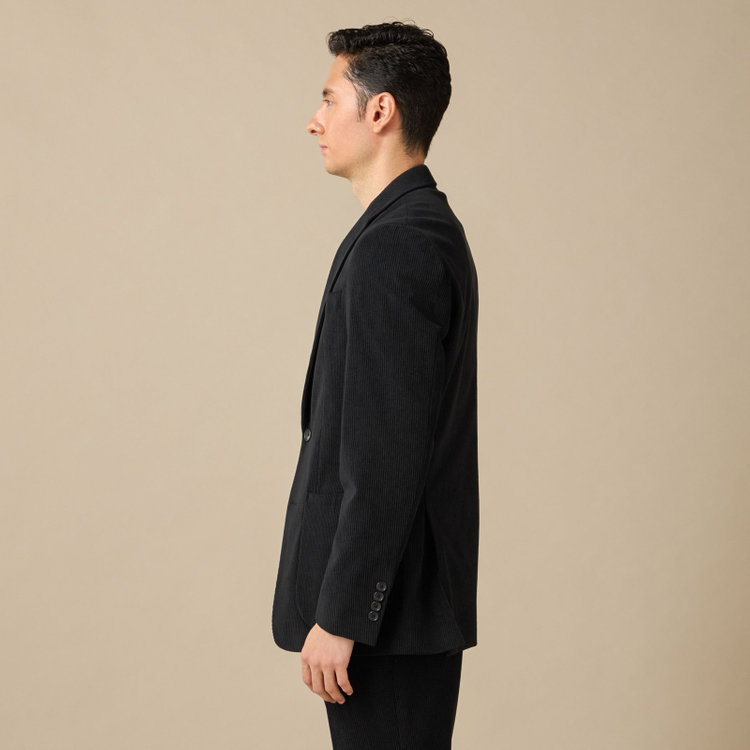 ＪＰコンフォート ネイビー 【JOHN PEARSE comfort navy】【秋冬】2釦シングルジャケット セットアップ対応/ブラック×トリコットコーデュロイ/ULTRA MOVE/ ウォッシャブル 黒