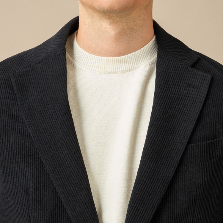 ＪＰコンフォート ネイビー 【JOHN PEARSE comfort navy】【秋冬】2釦シングルジャケット セットアップ対応/ブラック×トリコットコーデュロイ/ULTRA MOVE/ ウォッシャブル 黒