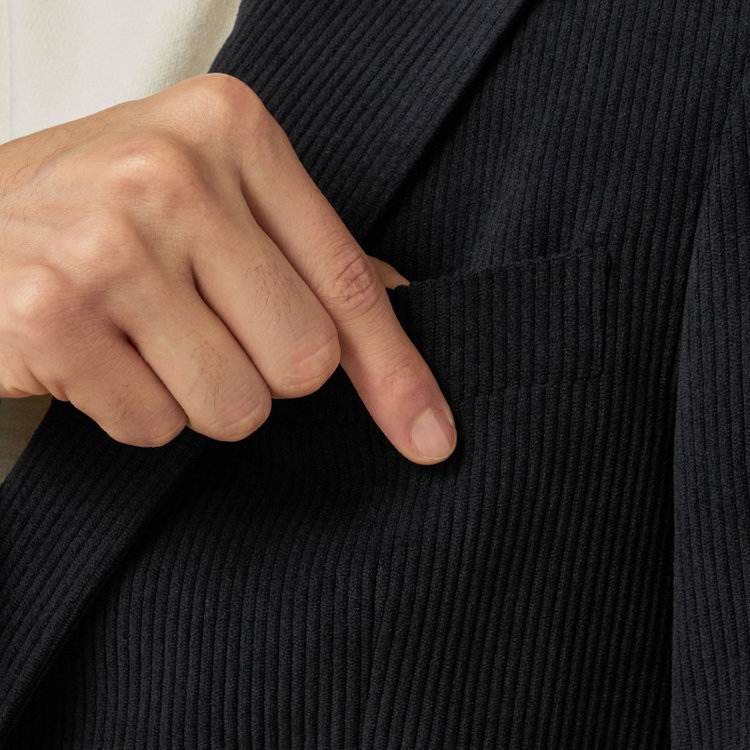 ＪＰコンフォート ネイビー 【JOHN PEARSE comfort navy】【秋冬】2釦シングルジャケット セットアップ対応/ブラック×トリコットコーデュロイ/ULTRA MOVE/ ウォッシャブル 黒