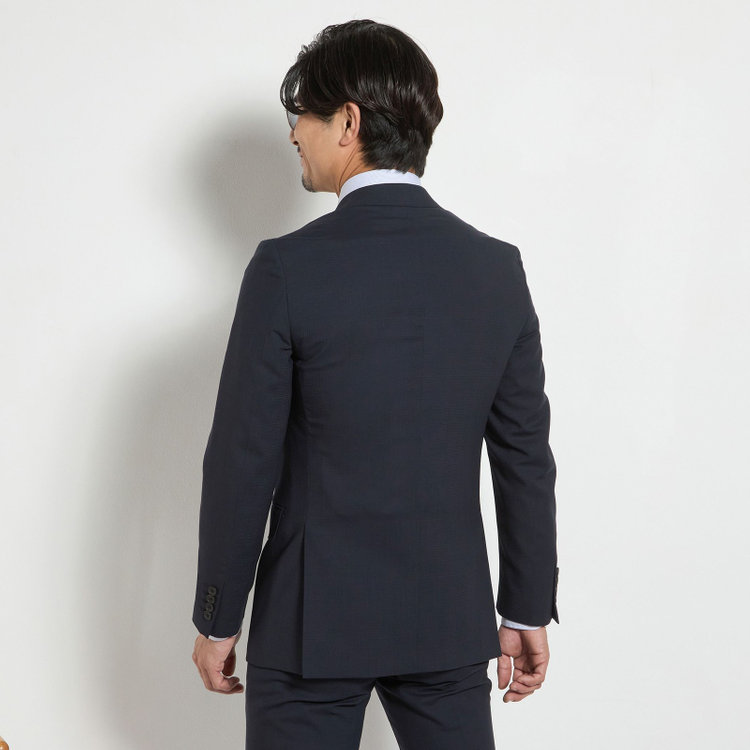 ＪＰ コンフォート 【JOHN PEARSE comfort】【春夏】2釦シングルスーツ ショートタック/ネイビー×チェック/REAL NAVY/NEW ZEALAND WOOL/SHOWER CLEAN/SustainaBee Wool/※裾上げ必要 紺中間