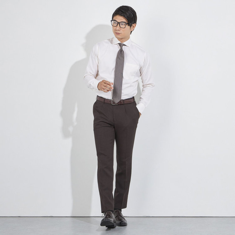 ＪＰコンフォート ネイビー 【JOHN PEARSE comfort navy】【秋冬】1タックパンツ/ブラウン/ウエストムーブ仕様/ULTRA MOVE/※裾上げ必要 茶中間