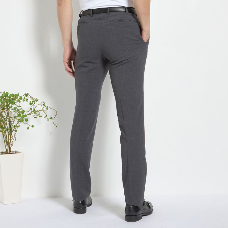 ジョンピアース 【発送在庫あり】【ファブリーズ認定！抗菌消臭加工】【JOHN PEARSE White】【春夏】1タックパンツ/グレー×グレンチェック/ULTRA MOVE/ウエストムーブ仕様/※裾上げ必要 グレー中間