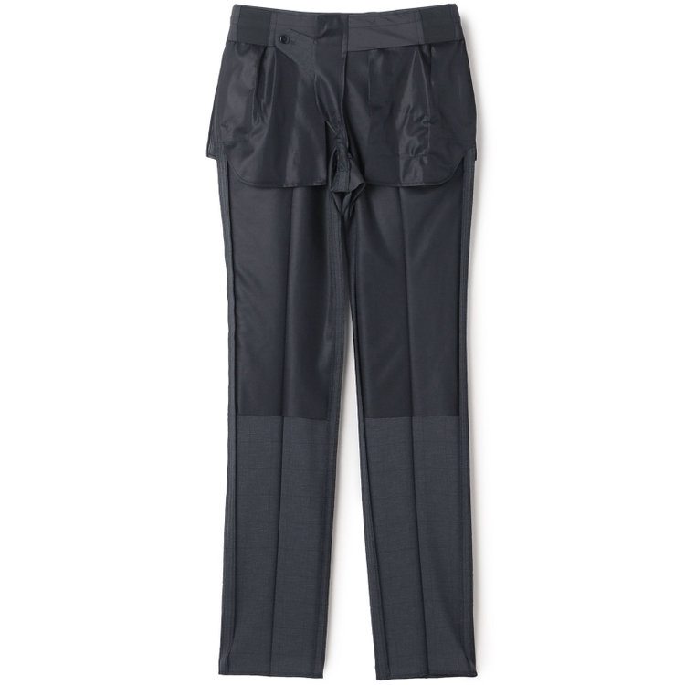 ジョンピアース 【JOHN PEARSE Black SELECT LINE】【春夏】機能性ポリエステル 0タックパンツ/グレー×チェック/ウエストムーブ仕様/ULTRA MOVE/※裾上げ必要 グレー濃色