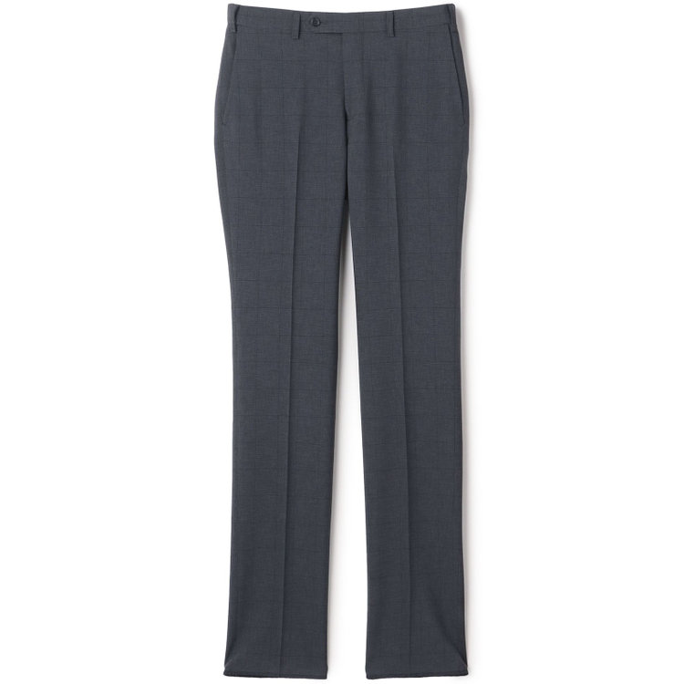 ジョンピアース 【JOHN PEARSE Black SELECT LINE】【春夏】機能性ポリエステル 0タックパンツ/グレー×チェック/ウエストムーブ仕様/ULTRA MOVE/※裾上げ必要 グレー濃色