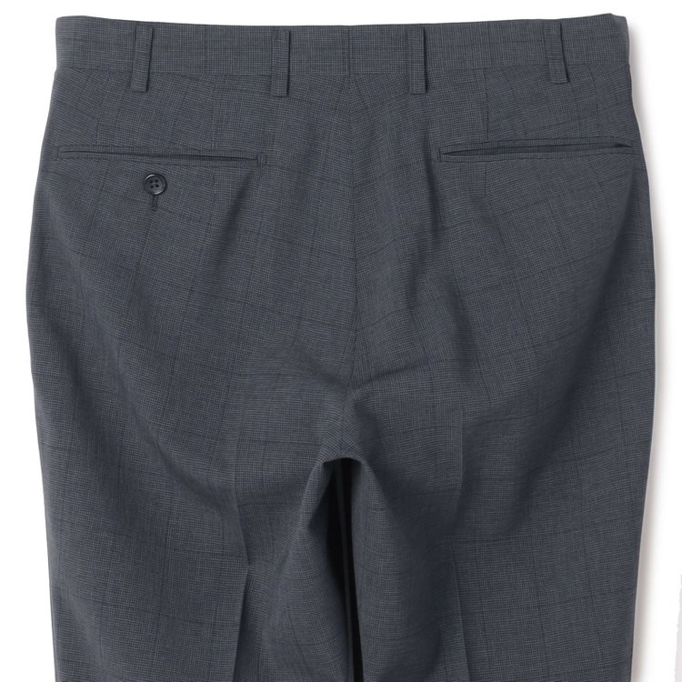 ジョンピアース 【JOHN PEARSE Black SELECT LINE】【春夏】機能性ポリエステル 0タックパンツ/グレー×チェック/ウエストムーブ仕様/ULTRA MOVE/※裾上げ必要 グレー濃色