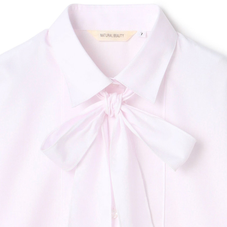 KONAKA　アウトレット 【WEB限定/OUTLET/汚れ・キズ等有】【NATURAL BEAUTY】リボン取り外しブラウス/ペールピンク×ドビー 赤淡色