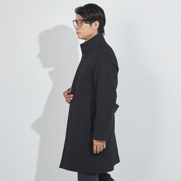 ＫＭＣブラック 【KANSAIMAN collection】ショートスタンドカラーコート/ネイビー/RE:NEWOOL 紺中間