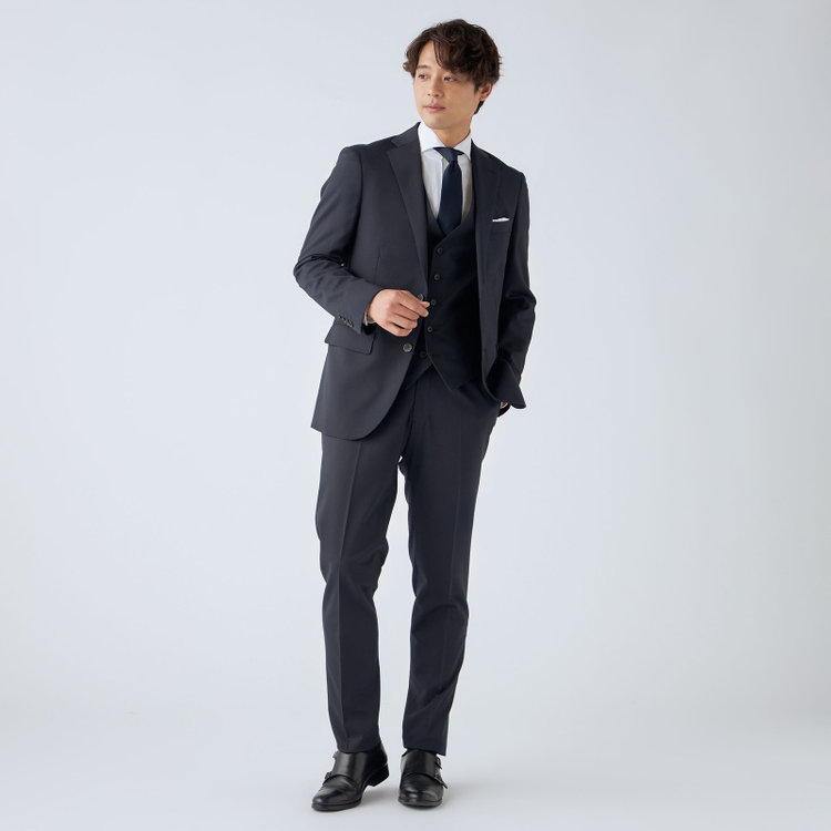 ＪＰ コンフォート 【ULTRA MOVE CROSS】【JOHN PEARSE comfort】【年間】2釦シングルジャケット/ネイビー×カルゼ 紺濃色