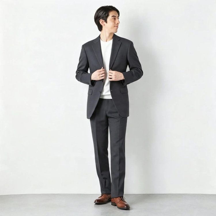 トゥルートップ 【TRUE TOP】【年間】2釦シングルスーツ ワンタックパンツ / チャコールグレー / パンツウォッシャブル ※裾直し必要 グレー濃色