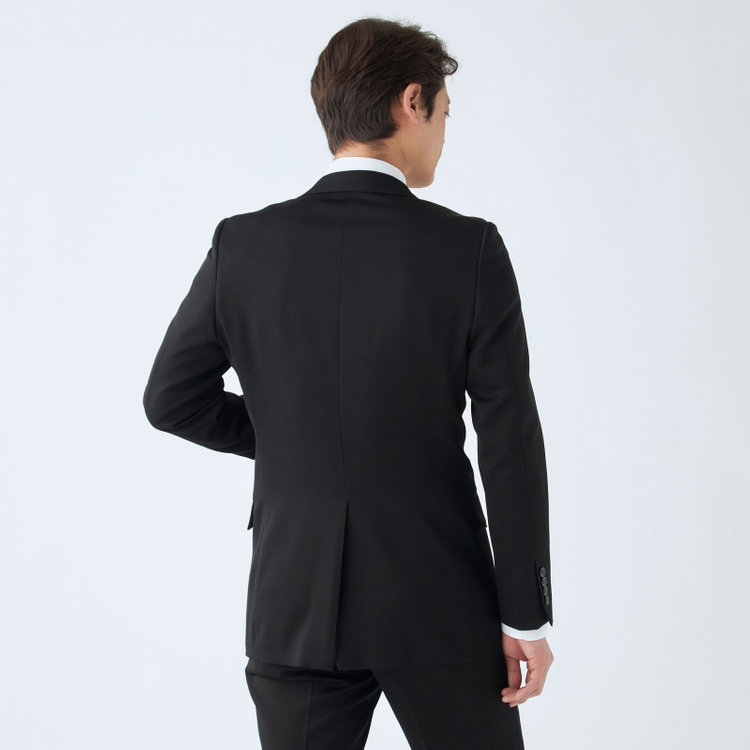 ドナートヴィンチウォモ 【Donato Vinci Italy UOMO】【秋冬】カシミヤシルクブレンド濃染加工/2釦シングルフォーマルスーツ 0タックパンツ/防虫加工/導電性繊維/アジャスター付き/※裾上げ必要 黒