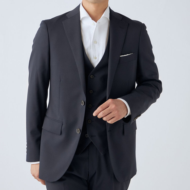 ＪＰ コンフォート 【ULTRA MOVE CROSS】【JOHN PEARSE comfort】【年間】2釦シングルジャケット/ネイビー×カルゼ 紺濃色