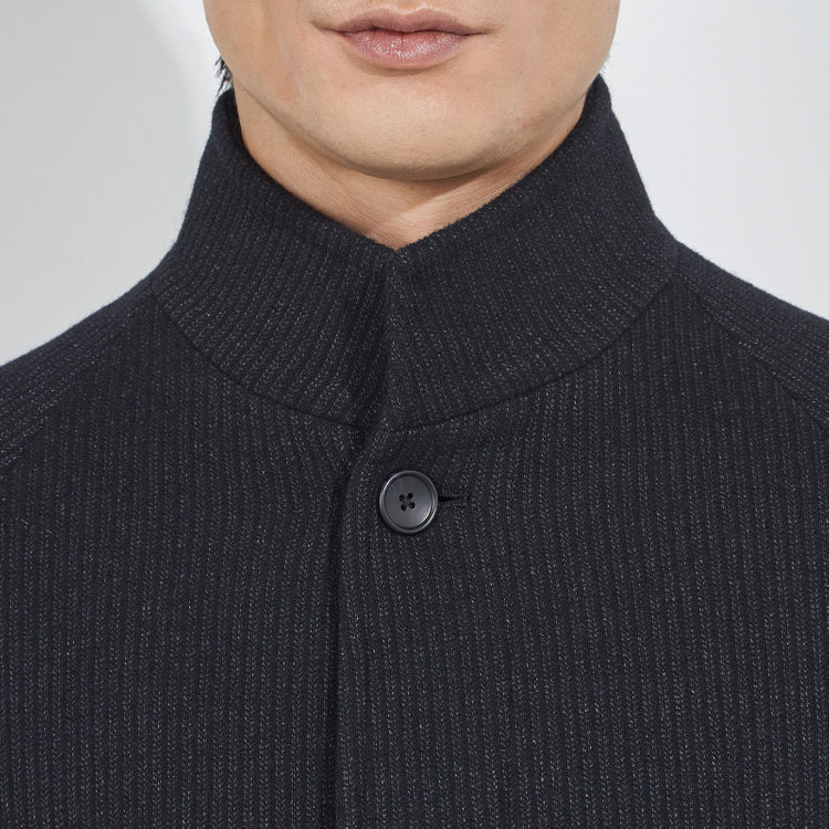 ＫＭＣブラック 【KANSAIMAN collection】ショートスタンドカラーコート/ネイビー/RE:NEWOOL 紺中間