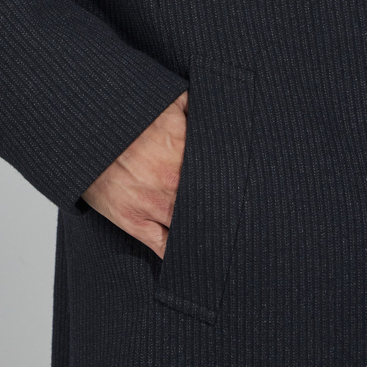 ＫＭＣブラック 【KANSAIMAN collection】ショートスタンドカラーコート/ネイビー/RE:NEWOOL 紺中間