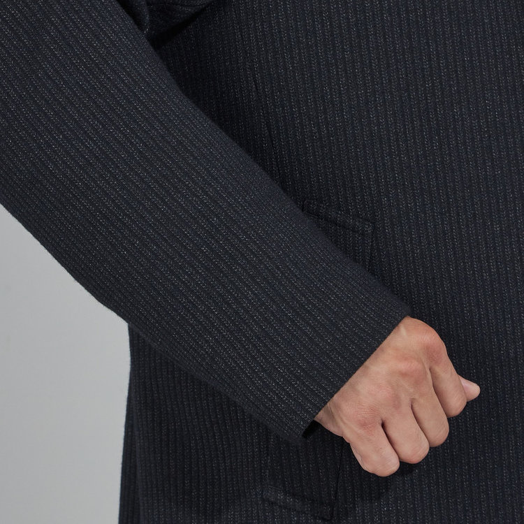 ＫＭＣブラック 【KANSAIMAN collection】ショートスタンドカラーコート/ネイビー/RE:NEWOOL 紺中間