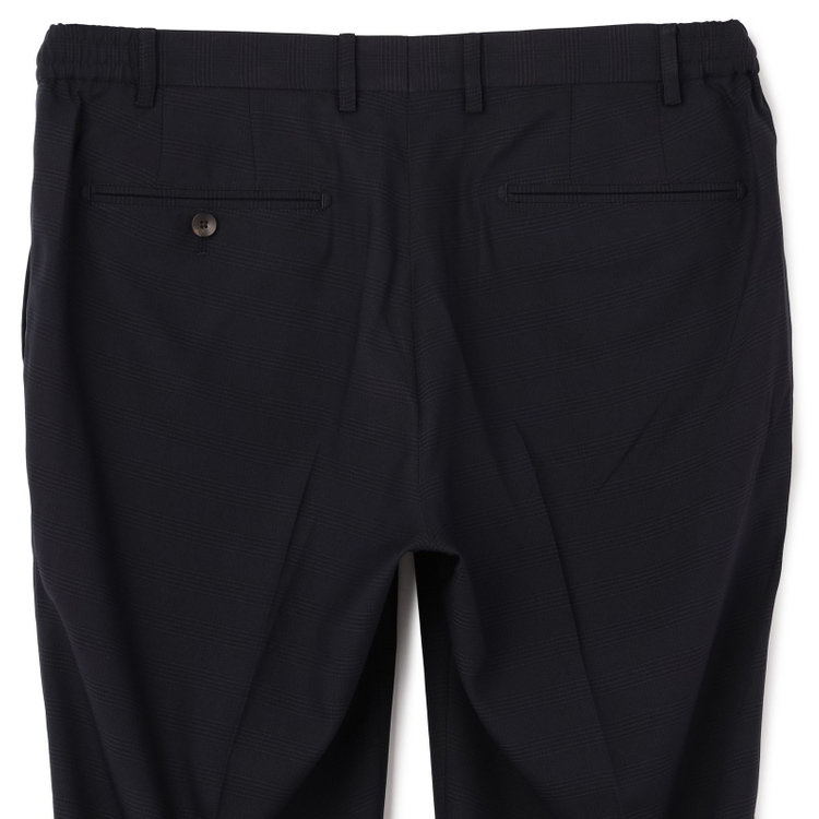 ＪＰ コンフォート 【JOHN PEARSE comfort】【春夏】2釦シングルスーツ 1タック/ネイビー×チェック/ウエストシャーリング/COOL MAX/※パンツ裾上げ済み仕様 紺中間