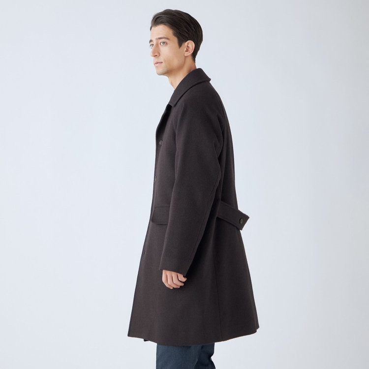 ＫＭＣブラック 【KANSAIMAN collection】【レギュラーフィット】ウールブレンド バルマカーンコート/ブラウン＆ネイビー/RE:NEWOOL 茶濃色