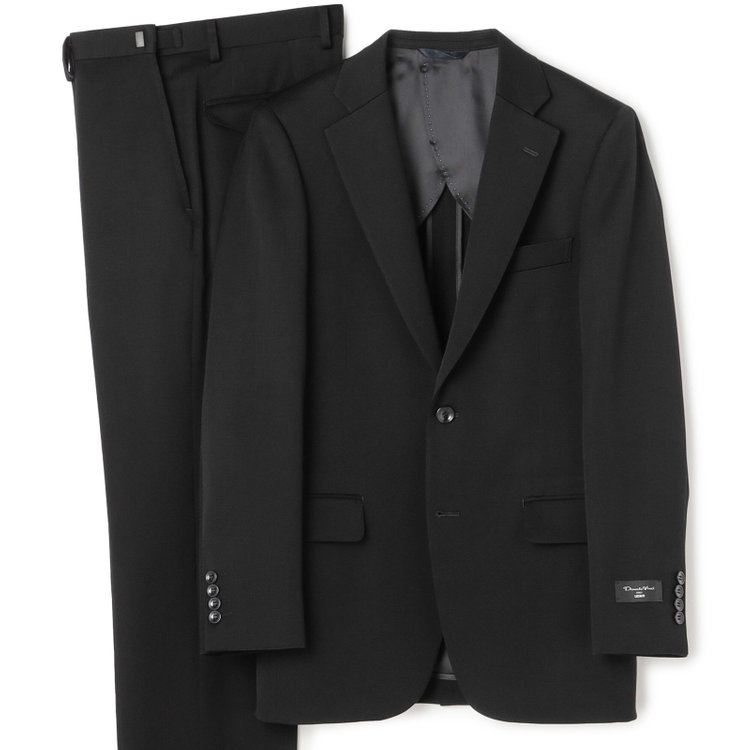 ドナートヴィンチウォモ 【Donato Vinci Italy UOMO】【秋冬】カシミヤシルクブレンド濃染加工/2釦シングルフォーマルスーツ 0タックパンツ/防虫加工/導電性繊維/アジャスター付き/※裾上げ必要 黒