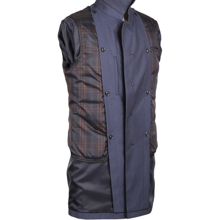 ソノタ（KONAKA用） 【雨雪の日】【ステンカラー】新合繊コート/ネイビー×ストライプ ネイビー系(紺)