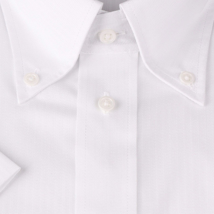ジョンピアース 【半袖】【JOHN PEARSE White】【形態安定】ボタンダウンドレスシャツ/ホワイト×ドビーストライプ/襟裏別布/Oil guard 白