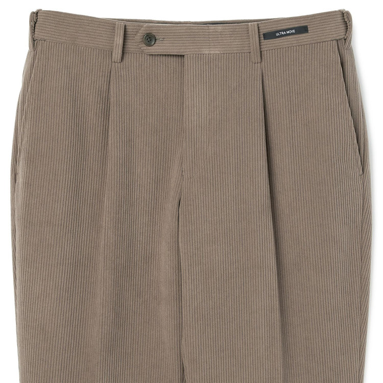 ＪＰコンフォート ネイビー 【JOHN PEARSE comfort navy】【秋冬】ワンタックパンツ/ ブラウン×コーデュロイ / ウエストムーブ仕様 /ウォッシャブル ※裾上げ必要 茶淡色