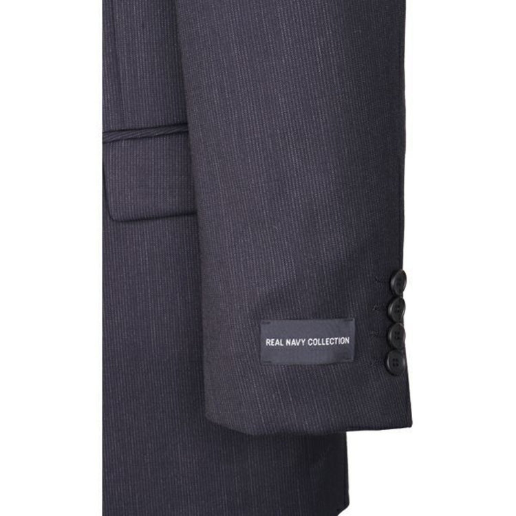 ジョンピアース 【JOHN PEARSE White】【秋冬】2釦シングルスーツ 1タック/ネイビー×ストライプ/REAL NAVY COLLECTION/NEW ZEALAND LIMITED WOOL ネイビー系(紺)