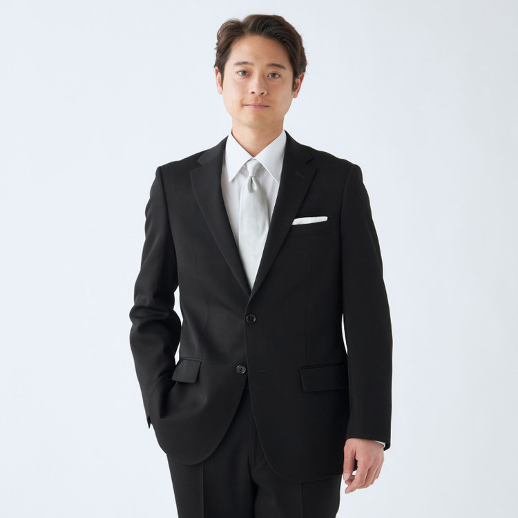 ＫＭＣブラック 【KANSAIMAN collection】【秋冬】2釦シングルフォーマルスーツ 1タックパンツ/アジャスター付き/※裾上げ必要 黒