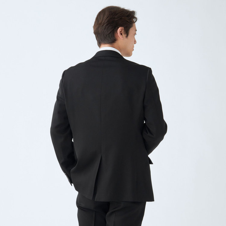 ＫＭＣブラック 【KANSAIMAN collection】【秋冬】2釦シングルフォーマルスーツ 1タックパンツ/アジャスター付き/※裾上げ必要 黒