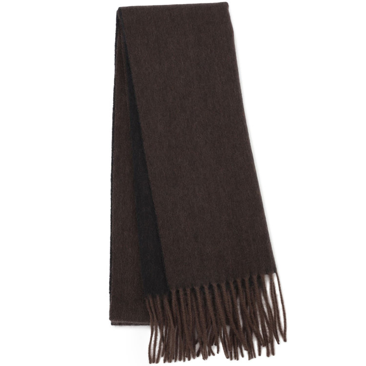 ソノタ（KONAKA用） カシミヤ100%マフラー/ブラック+ブラウン/ウォッシャブル/29.5cm×175cm 黒