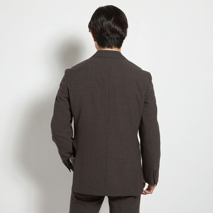 スタンリーブラッカ 【stanley blacker new york】【春夏】2釦段返りジャケット/ブラウン×サッカー 茶中間