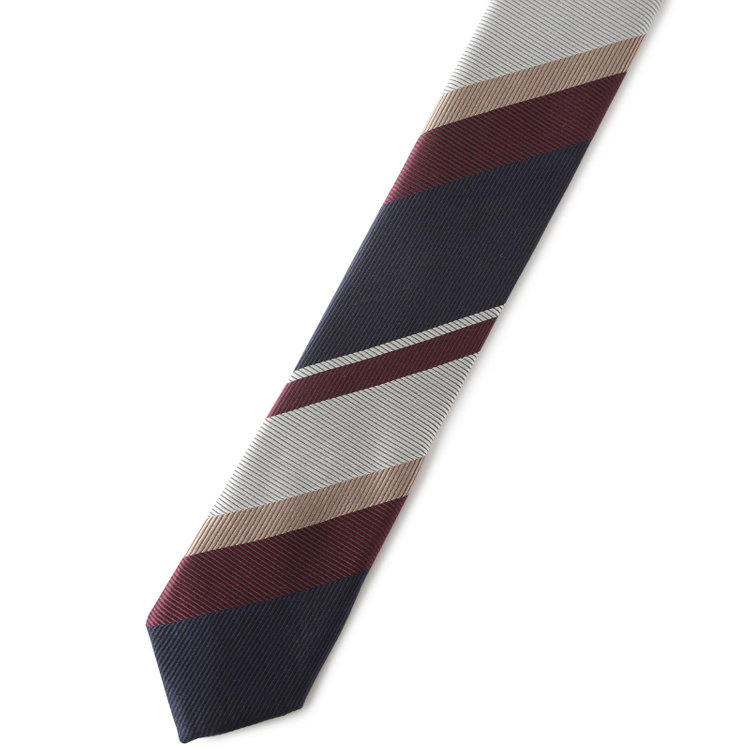 ジョンピアース 【JOHN PEARSE White】シルクブレンドストライプ柄ネクタイ/8.0cm幅/ネイビー×ワイン その他