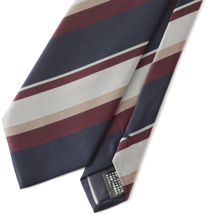 ジョンピアース 【JOHN PEARSE White】シルクブレンドストライプ柄ネクタイ/8.0cm幅/ネイビー×ワイン その他