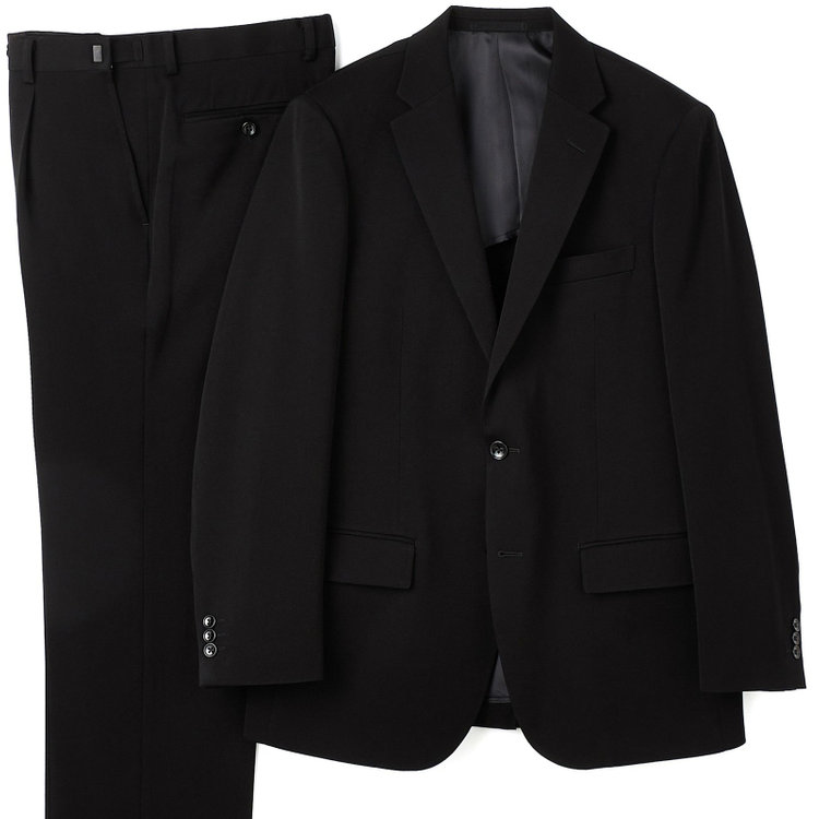 ＫＭＣブラック 【KANSAIMAN collection】【秋冬】2釦シングルフォーマルスーツ 1タックパンツ/アジャスター付き/※裾上げ必要 黒