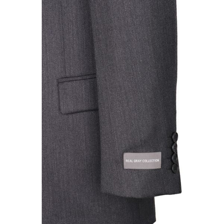 ジョンピアース 【JOHN PEARSE White】【秋冬】2釦シングルスーツ 1タック/グレー×カルゼ/REAL GRAY COLLECTION/NEW ZEALAND LIMITED WOOL グレー系(灰)