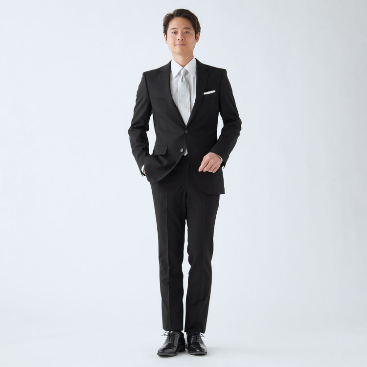 ＪＰセレクトライン 【JOHN PEARSE SELECTLINE】【秋冬】2釦シングルフォーマルスーツ 0タックパンツ/濃染加工/アジャスター付き 黒