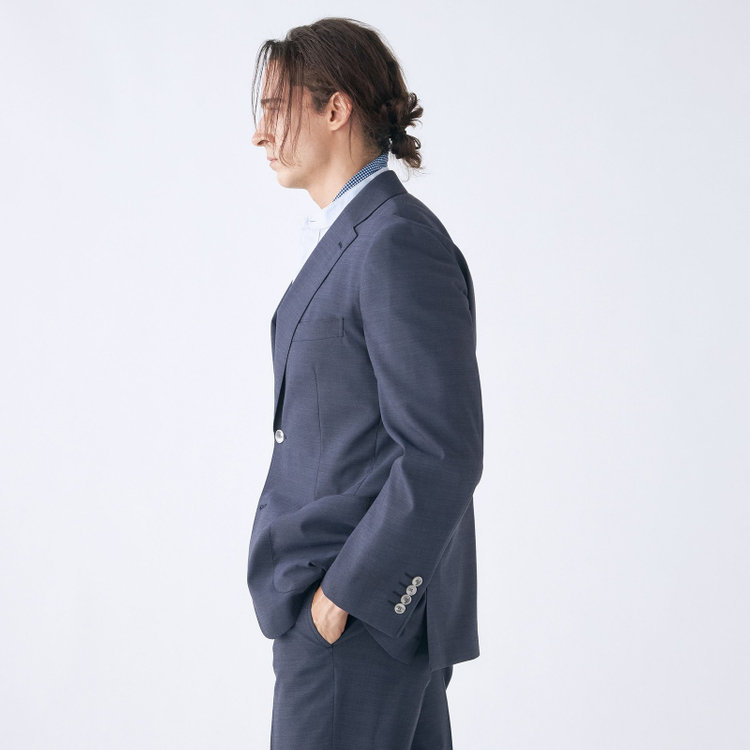 スタンリーブラッカ 【stanley blacker new york】【春夏】2釦シングルジャケット/ネイビー×デニムルック 紺中間