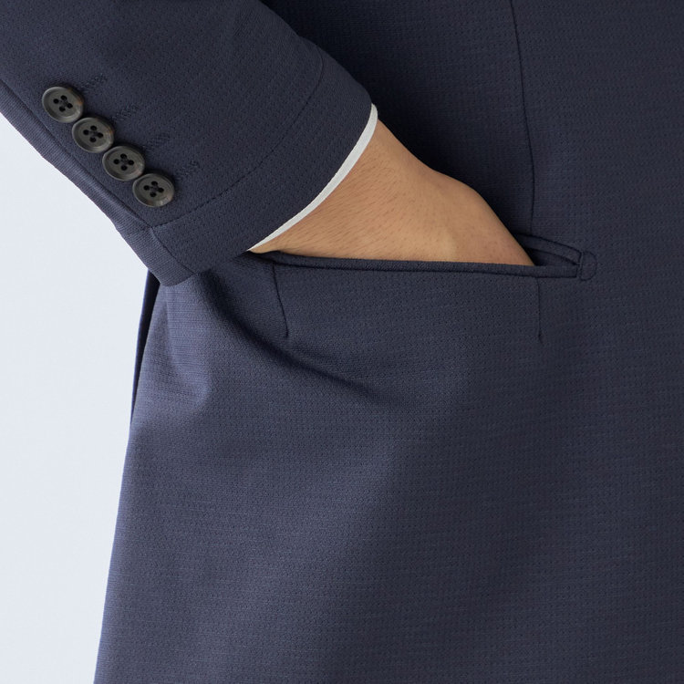 ＪＰ コンフォート 【JOHN PEARSE comfort navy】【春夏】機能性ポリエステル素材 2釦シングルジャケット/ネイビー/ULTRA MOVE/RIRANCHA/ウォッシャブル 紺濃色