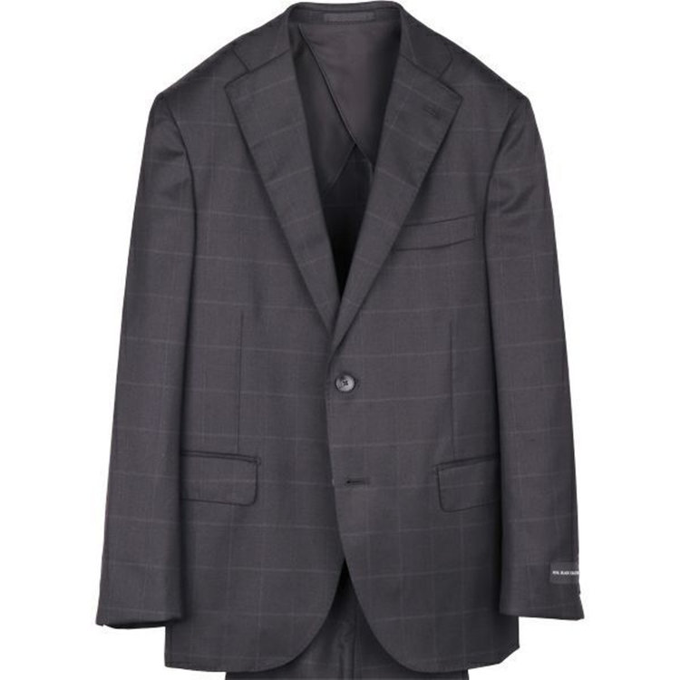 ＪＰ コンフォート 【JOHN PEARSE comfort】【秋冬】2釦シングルスーツ ショートタック/ブラック×ウィンドペン/REAL BLACK COLLECTION/NEW ZEALAND LIMITED WOOL ブラック系(黒)