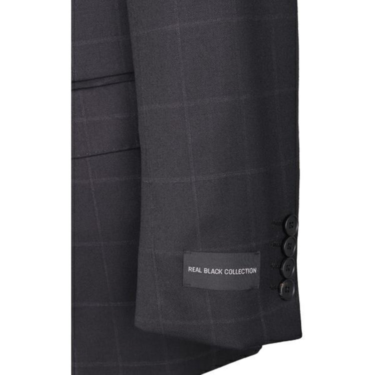 ＪＰ コンフォート 【JOHN PEARSE comfort】【秋冬】2釦シングルスーツ ショートタック/ブラック×ウィンドペン/REAL BLACK COLLECTION/NEW ZEALAND LIMITED WOOL ブラック系(黒)