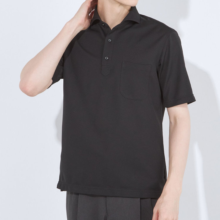 ＪＰコンフォート ネイビー 【発送在庫あり】【WEB限定】【半袖】【JOHN PEARSE comfort navy】カッタウェイビズポロシャツ プルオーバータイプ/ブラック/ULTRA MOVE「ニット素材」「ノーアイロン」「ストレッチ」「高通気性」 黒