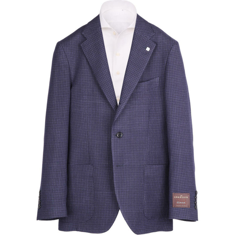 KONAKA　アウトレット 【WEB限定/OUTLET/汚れ・キズ等有】【JOHN PEARSE BLACK】【春夏】リネンウール3釦段返りシングルジャケット/ネイビー×チェック/ANGELICO woven in italy ネイビー系(紺)