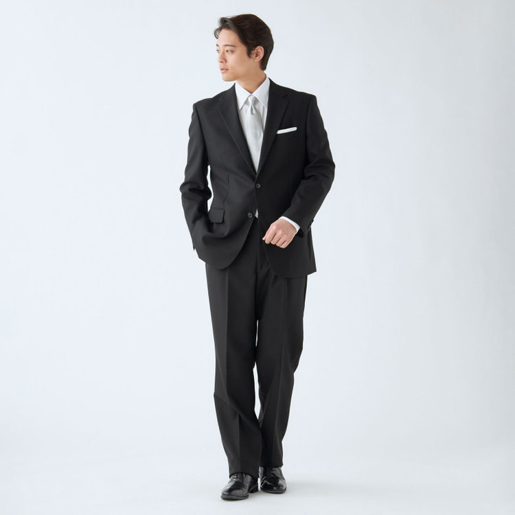 トゥルートップ 【TRUE TOP】【秋冬】2釦シングルフォーマルスーツ 1タックパンツ/アジャスター付/※裾上げ必要 黒