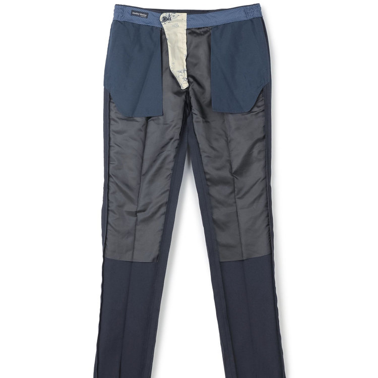 スタンリーブラッカ 【stanley blacker new york】【春夏】1タックテーパードパンツ/ネイビー×テックコットンストレッチ/ウエストシャーリング仕様/※裾上げ必要 紺濃色