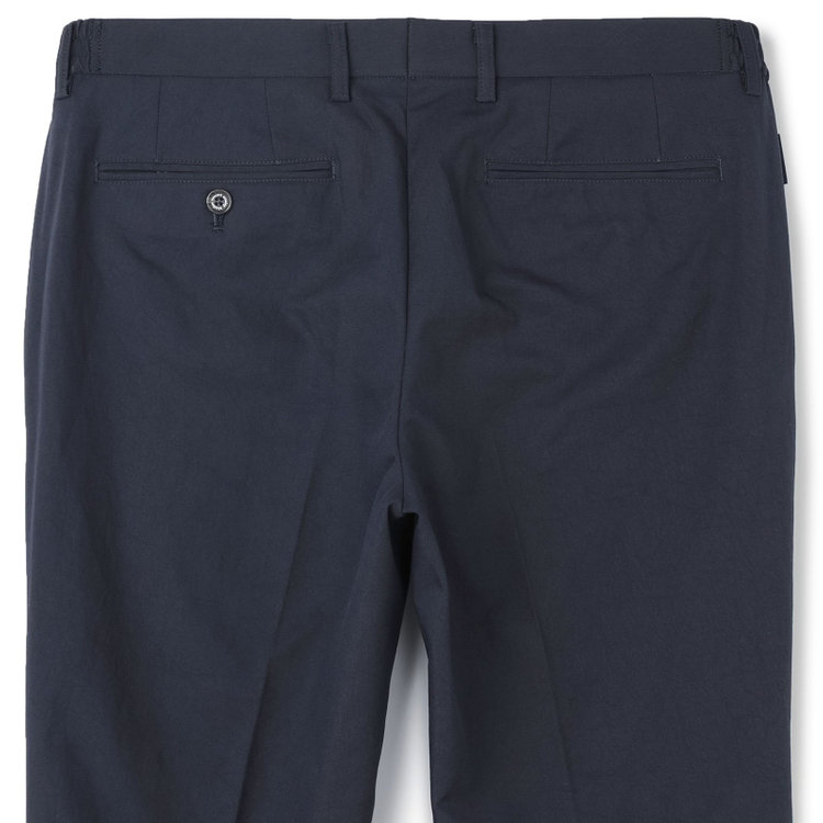 スタンリーブラッカ 【stanley blacker new york】【春夏】1タックテーパードパンツ/ネイビー×テックコットンストレッチ/ウエストシャーリング仕様/※裾上げ必要 紺濃色