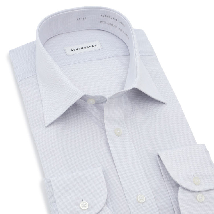 ＤＵＫＥ ＭＯＲＧＡ 【形態安定】ワイドカラーワイシャツ/グレー×チェック グレー中間