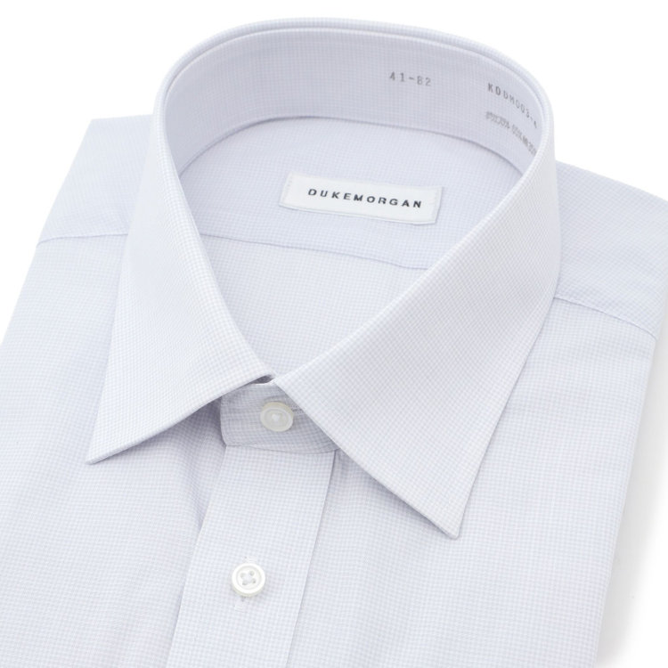 ＤＵＫＥ ＭＯＲＧＡ 【形態安定】ワイドカラーワイシャツ/グレー×チェック グレー中間