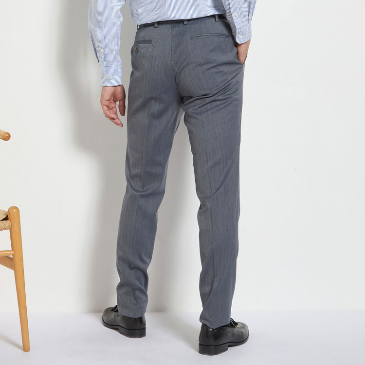 スタンリーブラッカ 【stanley blacker new york】【春夏】1タックパンツ/グレー×ソラーロヘリンボーン/ウエストムーブ/裾上げ必要 グレー中間