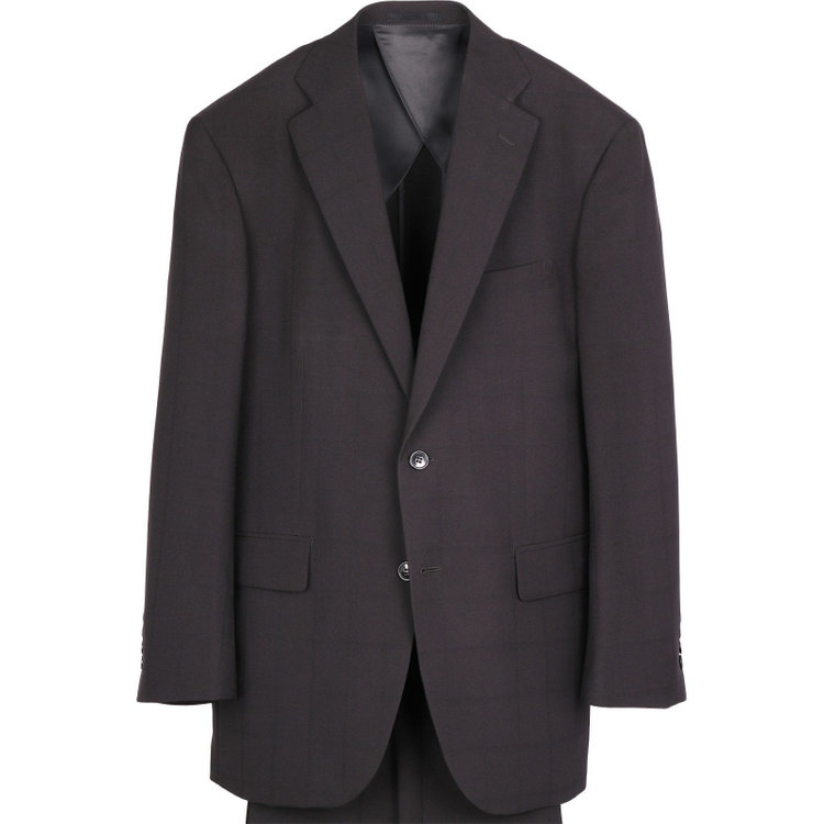 トゥルートップ 【TRUE TOP】【春夏】2釦シングルスーツ 1タック/ブラック×シャドーチェック/ウォッシャブルパンツ ブラック系(黒)