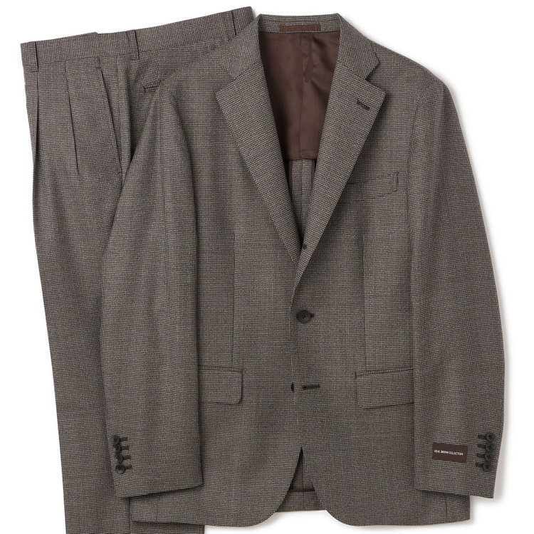 【Donato Vinci Italy CLASSICO】【秋冬】3釦段返りスーツ 2タック/ブラウン×ハウンドトゥース/REAL BROWN COLLECTION/NEW ZEALAND LIMITED WOOL/※裾上げ必要
